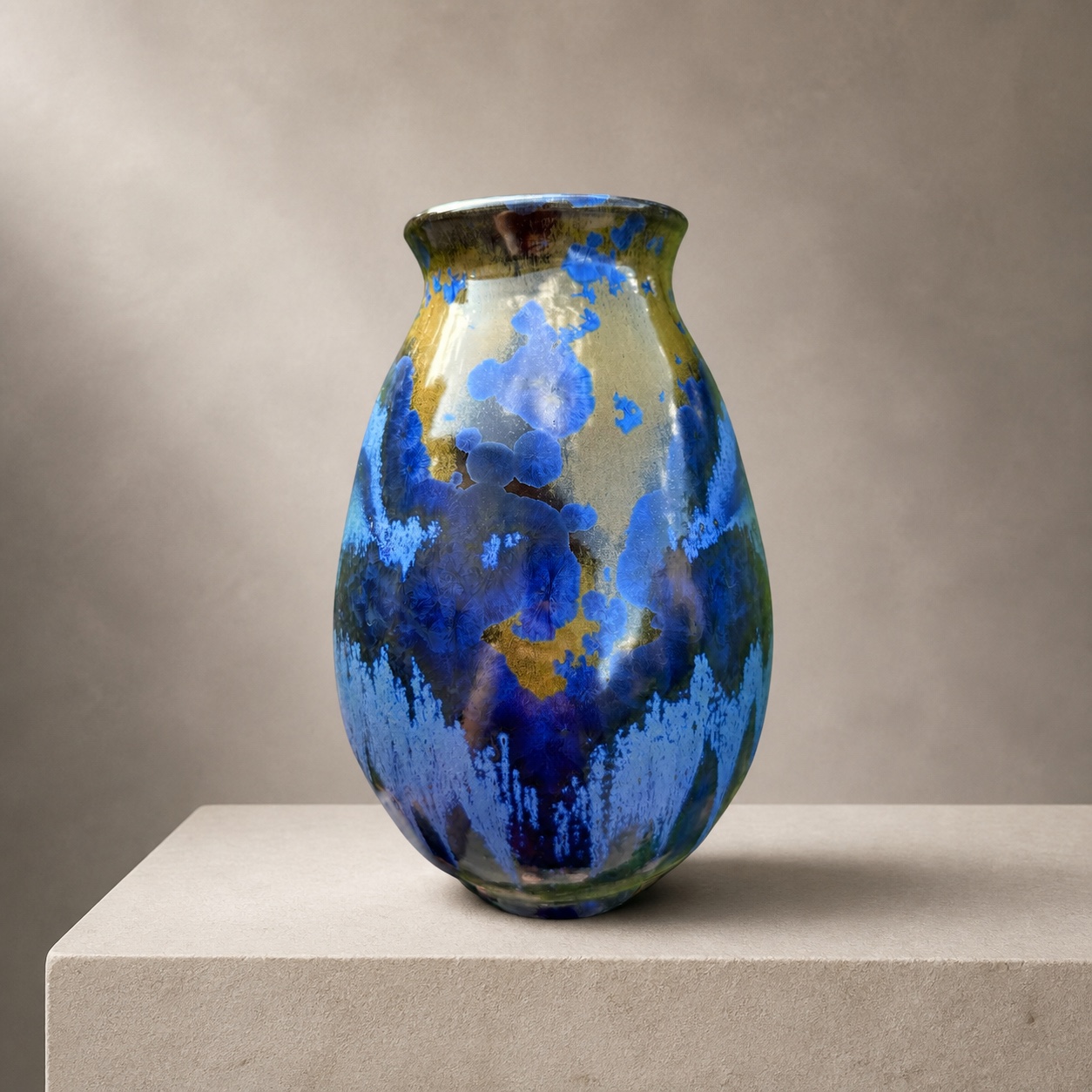 Blue crystalline-glazed vase by Mark Barta